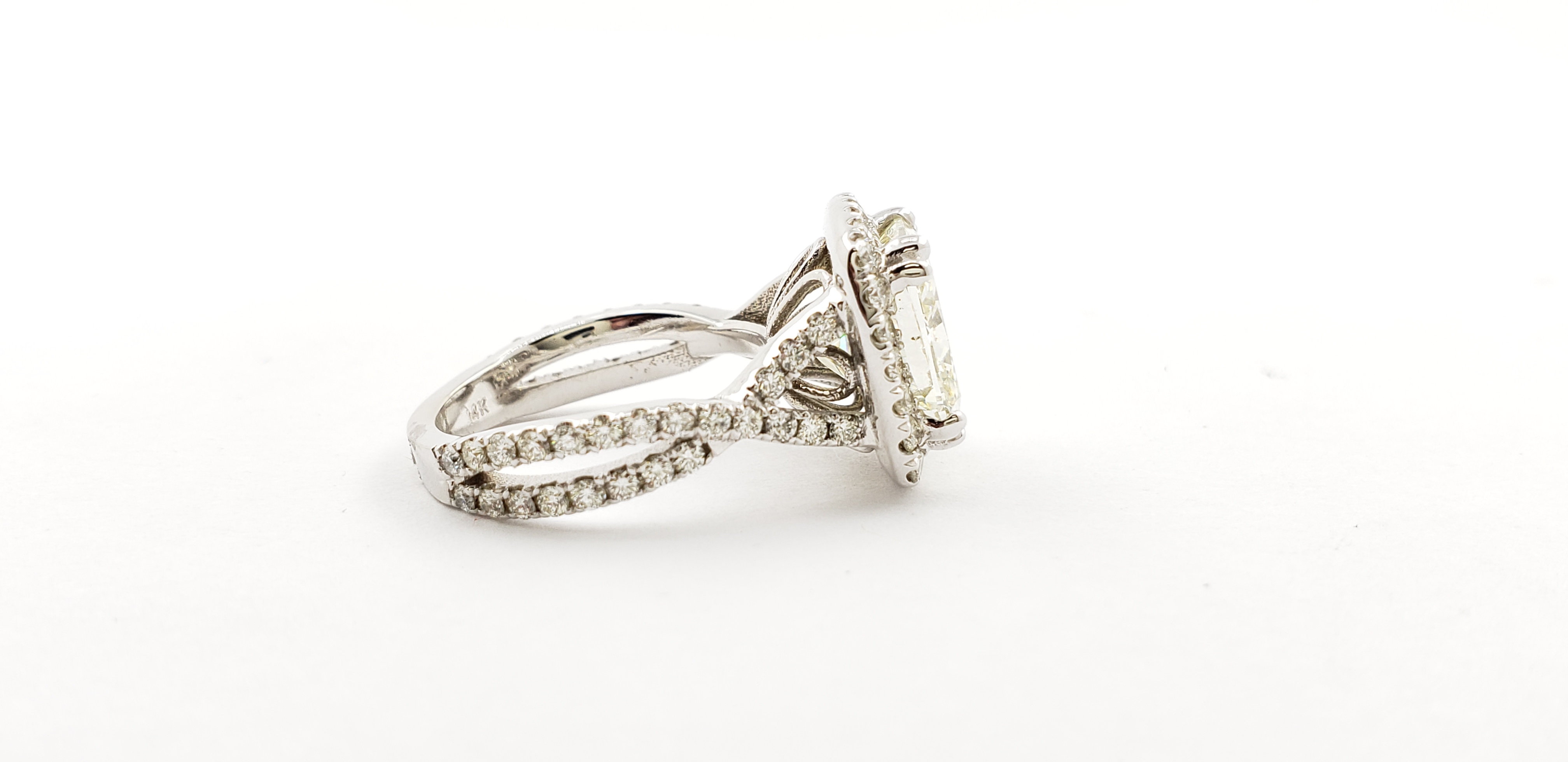 Square Radiant Diamond Ring with Split shank
